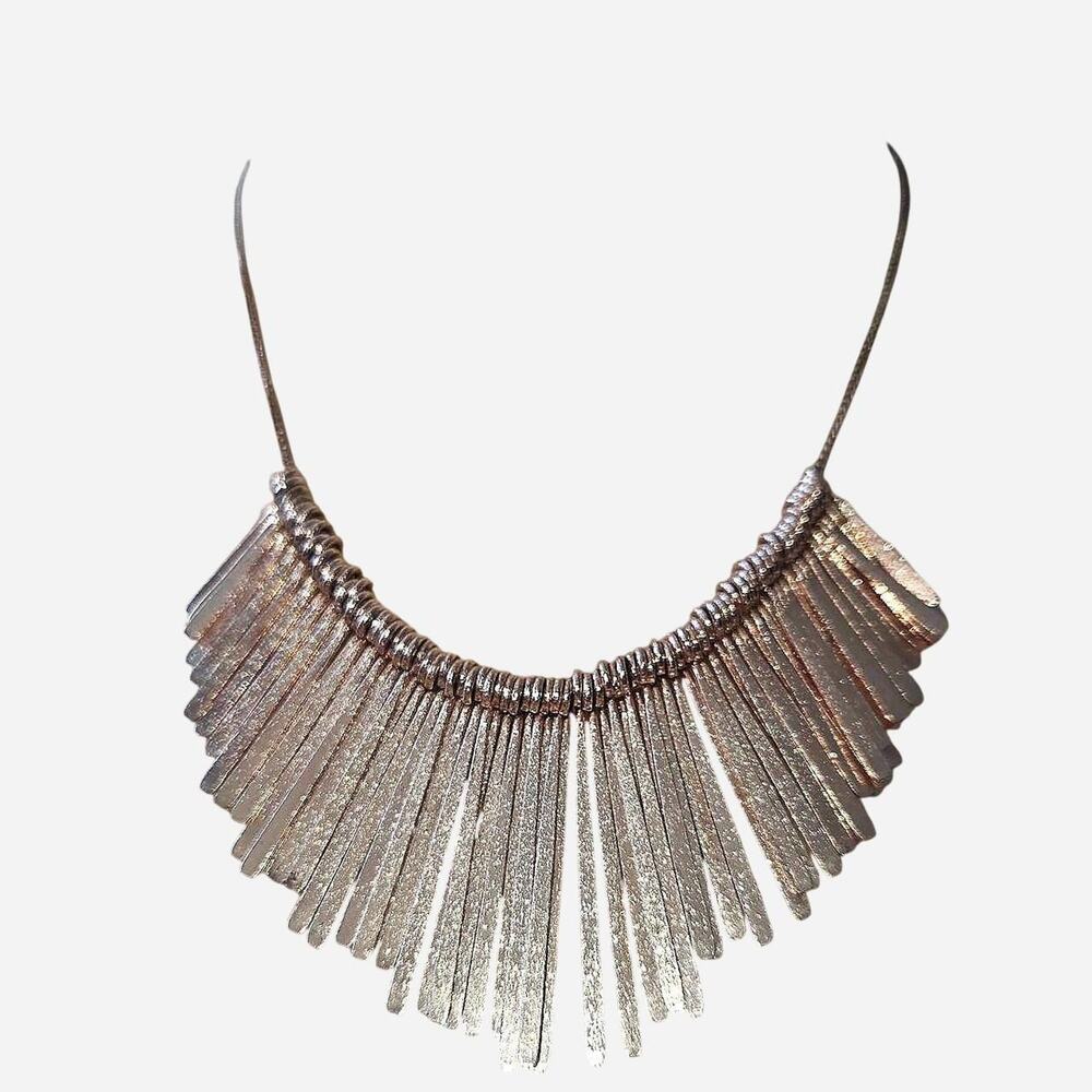 Rose gold color fringe necklace